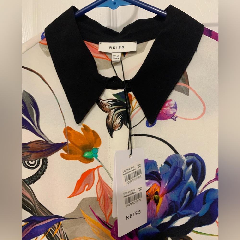 Brand New Reiss Lupa Bold Floral Printed Blouse - Picture 6 of 10
